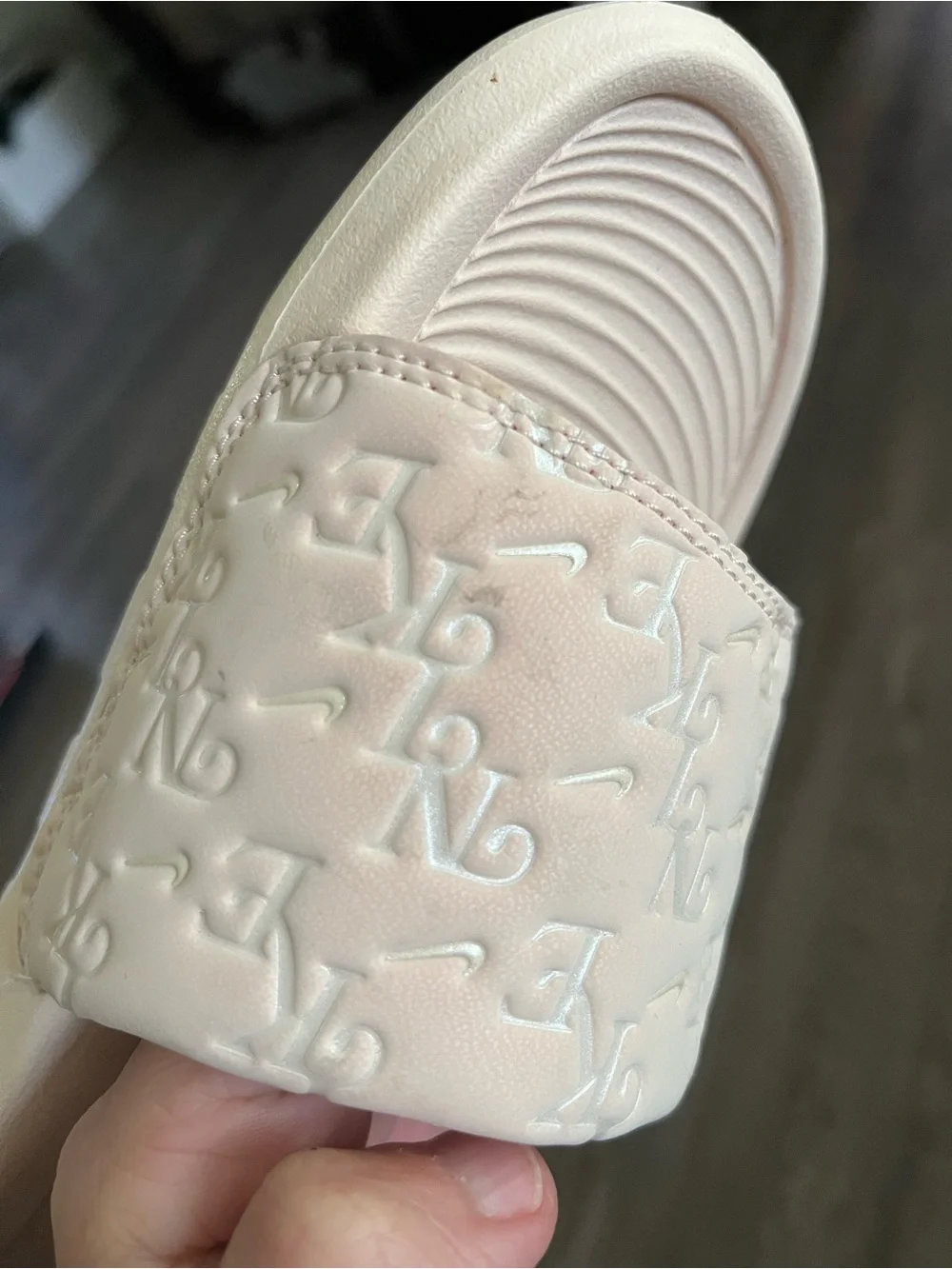 Nike Women's Soft Pink Logo Victori Slide Sandals